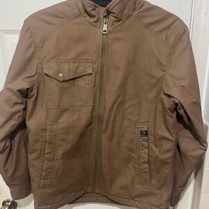 Dri-Duck Brown Military Field Jacket with Stand-Up Collar size Medium